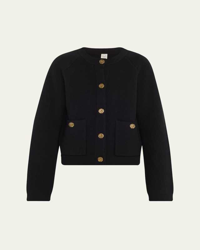Hammered Button Wool Cashmere Cardigan